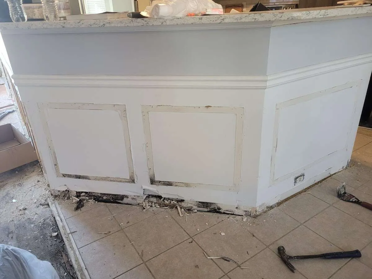 Water damage and mold on kitchen during Storm Damage Restoration in Nitro